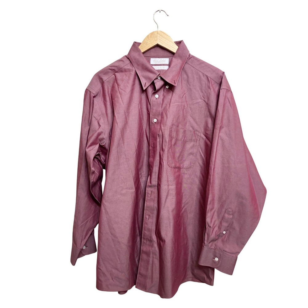 Roundtree & Yorke Gold Label Mauve Cotton Pinpoint Fitted Dress Shirt 17.5 33